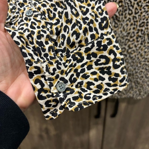 J Crew Size 8 Silk Button Shirt Cheetah Print Top - Picture 8 of 13